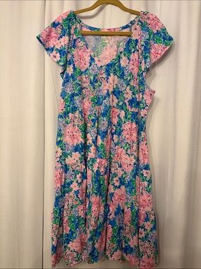 Lilly Pulitzer Blue Pink and Green Floral Dress